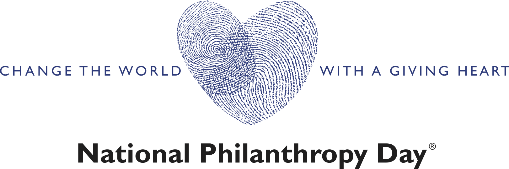 National Philanthropy Day logo with finger print hearts